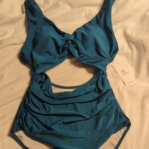 Elegant Teal Twist Swimsuit